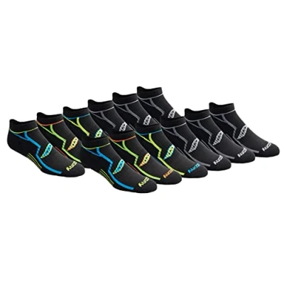 Image of Saucony Men&#039;s Multi pack Bolt Performance Comfort Fit No show Running Socks, Black (12 Pairs), L UK