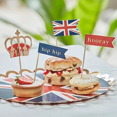 Image of Ginger Ray Coronation Street Party Cupcake Topper Decorations 10 pack