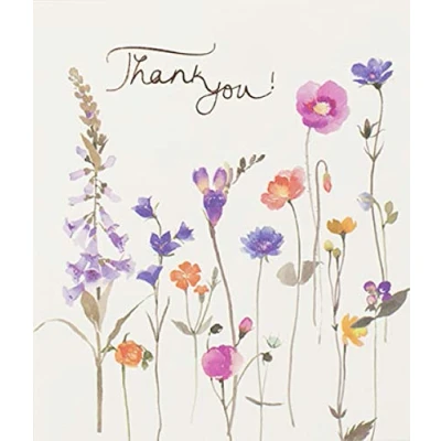 Image of Beautiful Artistic Thank You Card (PL ODH003) Wild Flower Meadow with a Sophisticated Foil Finish Greeting for Any Recipient From the Lovely Delphine Range