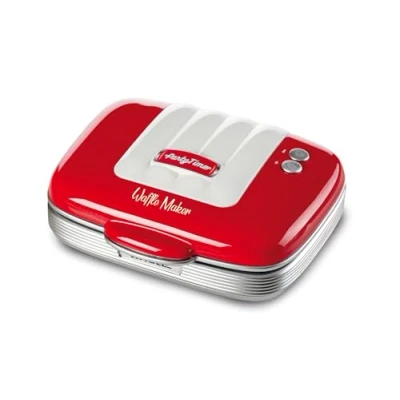 Image of Ariete 1973 Retro Waffle Maker Iron for Breakfast or Dessert Waffles, Non Stick Easy Clean with Safety Lock, American Diner Style, 700W, Red