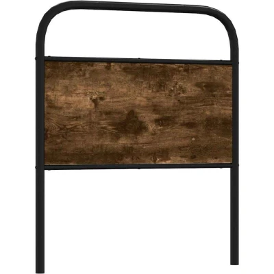Image of vidaXL Smoked Oak Headboard Steel, Engineered Wood Bed Frame Backrest 80 cm Wide