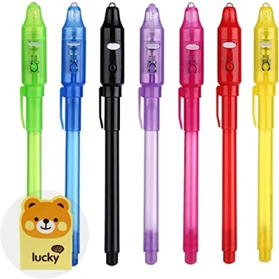 Image of DazSpirit 7 pcs Invisible Ink Pen Notebook Party Bag Fillers for Boys and Girls, Magic Marker Pens with UV Light Kids, Spy Writing Secret Message