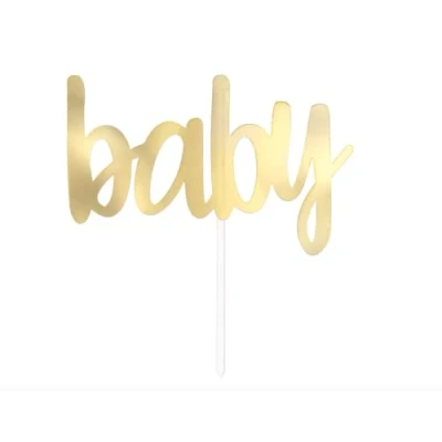 Image of Unique 90903 Baby Foil Cake Topper Gold 1 Pc