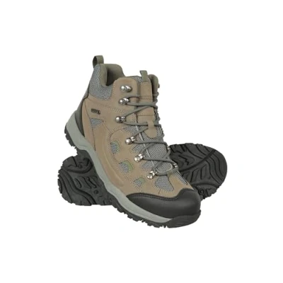 Image of Mountain Warehouse Adventurer Mens Boots IsoDry Waterproof &amp; Breathable Shoes with Heel Toe Bumpers For Autumn Winter, Walking Hiking Khaki Adult Shoe Size 10