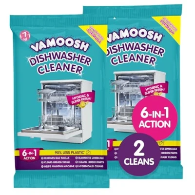 Image of Vamoosh 6 in 1 Dishwasher Cleaner 2 x Cleans Deep Cleaner, Limescale Remover, Odour Eliminator, Grease Remover Clean Performance, Less Plastic, Citric Acid