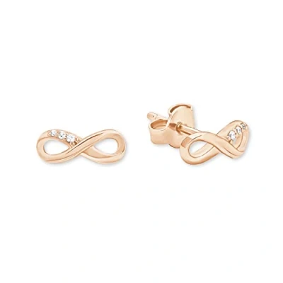 Image of s.Oliver stud earrings 925 sterling silver ladies earrings, with cubic zirconia synth, 0.4 cm, rose color, Infinity, Comes in jewelry gift box, 2019927