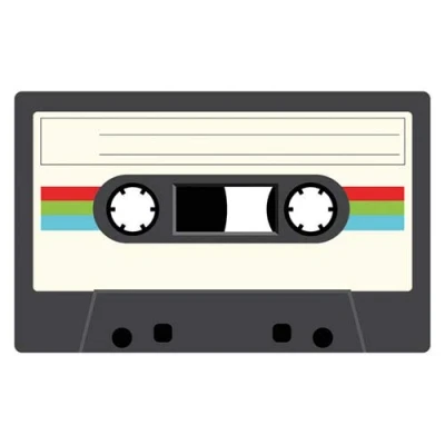 Image of PARTYRAMA.CO.UK White Cassette Tape PVC Party Sign Decoration 37cm x 23cm