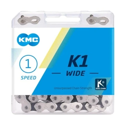 Image of KMC Bike Chain K1, Heavy Duty BMX Chain, Unbeatable Strength &amp; Great Looks, Single Speed With Dynamic Configured Plates, High Load Bicycle Track 1/2&quot; X 1/8&quot; 100 links