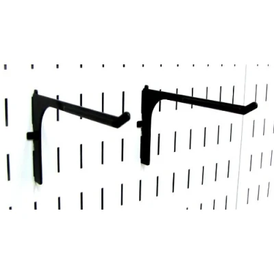Image of Wall Control 10 ER 106 B Pegboard 6&quot; Reach Extended Slotted Hook Pair Metal Hooks for Only, Black