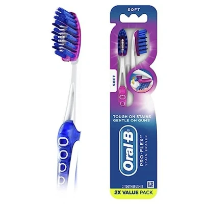 Image of Oral B 3D White Luxe Pro Flex 38 Soft Manual Toothbrush Twin Pack 2 Count