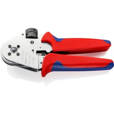 Image of Knipex Four Mandrel Crimping Pliers for turned contacts chrome plated, with multi component grips 180 mm 97 52 63