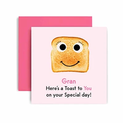 Image of Huxters Birthday Cards for Women Special Toast to Gran Happy Card with Lovely Pink Envelope Funny (Gran)