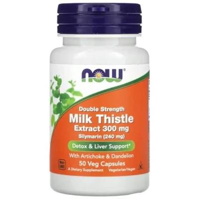 Image of Now Foods Silymarin with Artichoke &amp; Dandelion 300mg Liver Detox Antioxidant Support 50 Vcaps