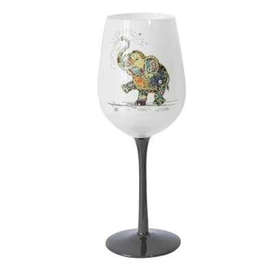 Image of Lesser &amp; Pavey Bug Art Design Fun Animal Colourful Wine Glass Kitten, Highland Cow, Elephant, Owl, Giraffe, Panda, Hedgehog, Sloth or Hare (Eddie Elephant)