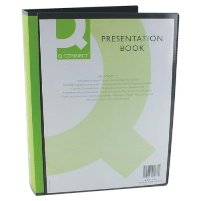 Image of Q Connect Presentation Display Book 100 Pocket A4 Black KF01271