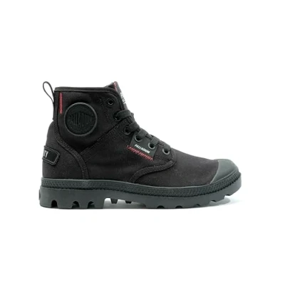 Image of Palladium Pampa Patch Unisex Laceup ankle boots, Size: 3.5, Black Textile