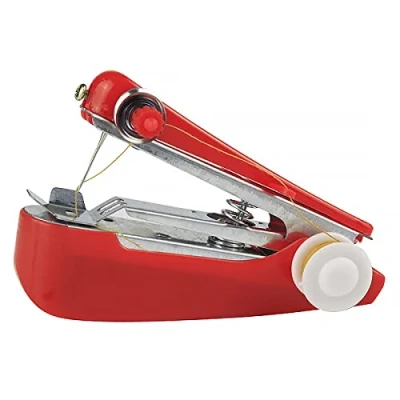 Image of Mini Sewing Machine POWERTOOL Handheld Small Compact Portable Manual Stitch for Fabric, Clothing, Kids Cloth, Home Travel Use, Crafts
