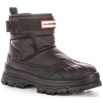 Image of Hunter Original Intrepid Short Buckle Winter boots, Women&#039;s, Size: 7, Black Synthetics/textile