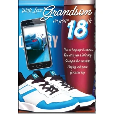 Image of With Love Grandson On Your 18th Birthday card Lovely Verse