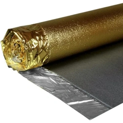 Image of 5mm Professional Gold Underlay 1m x 7.5m Roll Damp Proof Membrane &amp; Insulation Foil Sonic Underlayment for All Wood Engineered/Laminate Flooring
