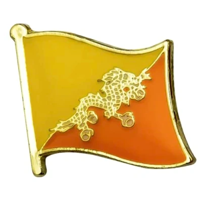 Image of Bhutan National Flag Enamel Metal Pin Badge Diplomat Lapel