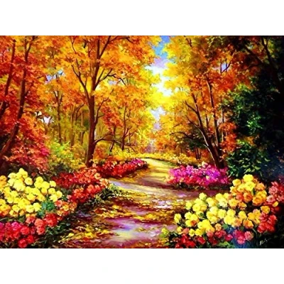 Image of OWN4B Cross Stitch Kits Stamped, Beautiful Forest Scenery Printed Pattern 11CT 14.2x18.1 inch DIY Embroidery Kit (Landscape)