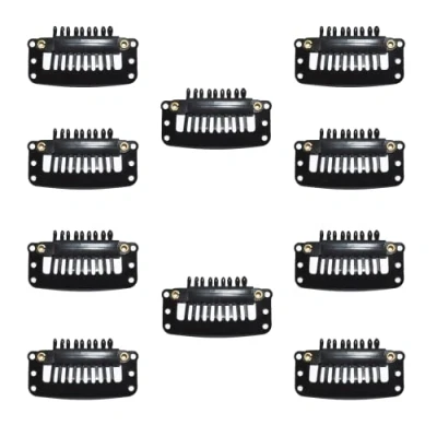 Image of Lmyzcbzl Wig Clips, 10 Pcs Clips Snap Black Hair Extension U Shape 9 Teeth Comb for Making Extensions