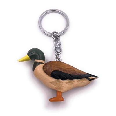 Image of H Customs Drake Duck Mallard Sweet Real Wood Noble Handmade Key Chain Pendant
