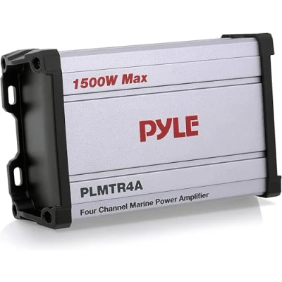 Image of Pyle 4 Channel Marine Amplifier Receiver Waterproof and Weatherproof Audio Subwoofer for Boat Stereo Speaker &amp; Other Watercraft 1200 Watt Power, Wired RCA, AUX MP3 Input Cable PLMTR4A