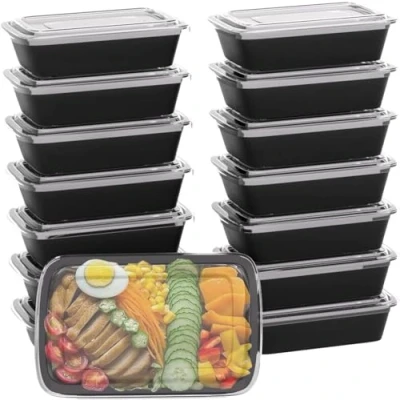 Image of AMD Nexus [20 Pack, 16oz] 1 Compartment Plastic Meal Prep Containers Reusable BPA Free Food with Airtight Lids Microwavable, Freezer and Dishwasher Safe