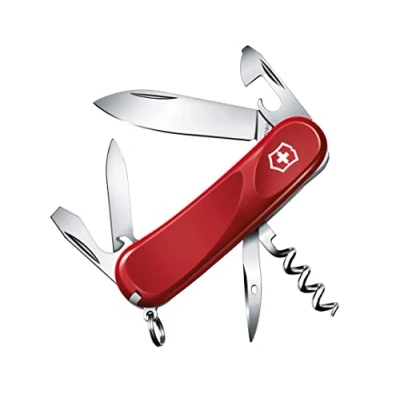 Image of Victorinox Evolution 10 Swiss Army Pocket Knife, Medium, Multi Tool, 13 Functions, Blade, Bottle Opener, Red