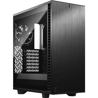 Image of Fractal Design Define 7 Compact Black Brushed Aluminum/Steel ATX Silent Tempered Glass Window Mid Tower Computer Case