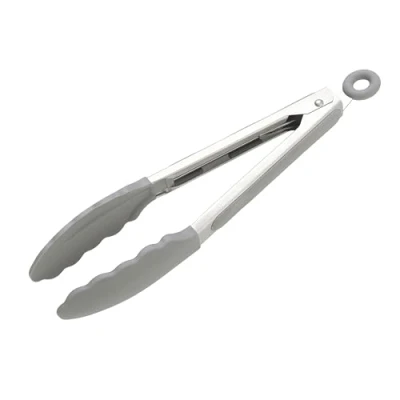 Image of Wiltshire Silicone Kitchen Tongs 23cm, Cooking &amp; Serving Tongs, Salad BBQ Stainless Steel, Heat Resistant Utensil, Non Stick, Scratch Tip, Pebble Grey, 27x3.5x3.7cm