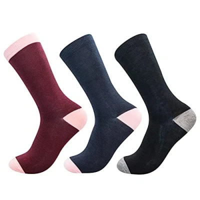 Image of Jasmine Silk 3 Pairs Womens Supersoft Women 100% Bamboo Socks Thermal Sock 7 (Black Navy Burgundy)