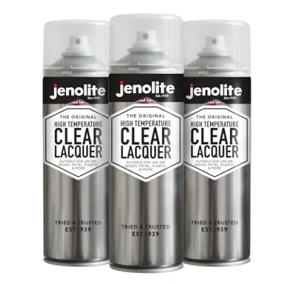 Image of JENOLITE High Temperature Clear Lacquer 650C + 3x500ml Crystal Finish Enhances &amp; Protects Surface and Paintwork from Corrosion UV Damage with Non Yellowing Sealer