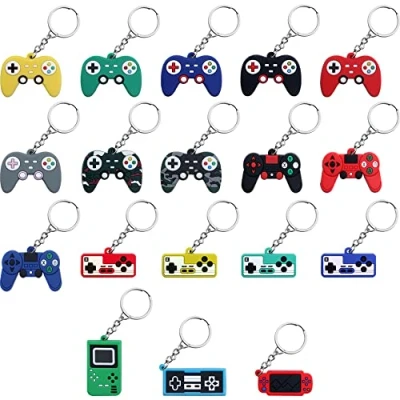 Image of Pilikoll 18 Pcs Video Game Keychains Gaming Keyring Controller Key Rings Chain Handle Pendant for Kids, Kids Party Favors Supplies, Bag Decorations,Classroom Rewards