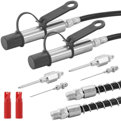 Image of VEVOR Grease Gun Coupler 2 PCS, 10000 PSI High Pressure, 3 Jaw Locking Quick Release Tip with Hose/Cleaner/Extension Needle/Leak Proof Cap, Compatible All Guns 1/8&quot; NPT Fittings