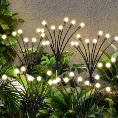 Image of Jsdoin Solar Lights Outdoor Waterproof, Swaying Garden Firefly Decorative Yard Lights,Firefly for Path Fence (Warm White) (4pack)