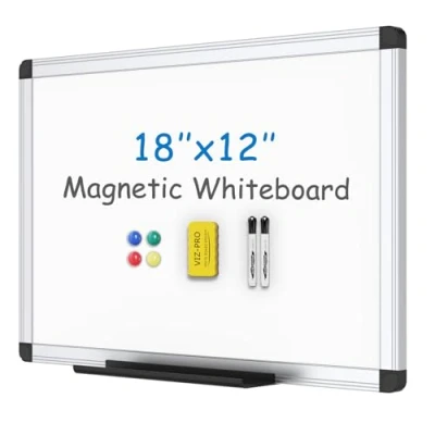 Image of VIZ PRO Magnetic Whiteboard/Dry Erase Board, 45 X 30 cm, Includes 1 Eraser &amp; 2 Markers 4 Magnets