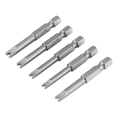 Image of 5 Pcs Security Screw Bit Set Alloy Steel Hex Shank U Shaped Magnatic Screwdriver Bits Length 1/4&quot; 50mm