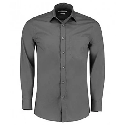 Image of Kustom Kit Mens Long Sleeve Tailored Poplin Shirt (18) (Graphite)