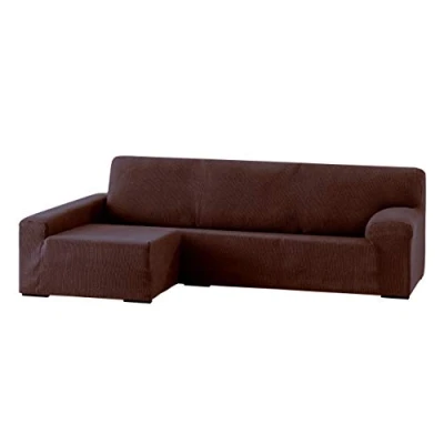 Image of Eysa Dorian bielastic chaise longue left, front view, colour 7 brown, Chenille, 43 x 17 37 cm
