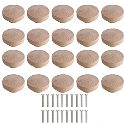 Image of Wooden Door Knobs 20pcs Creative Round Mushroom Shape Drawer Handle Pulls for Cupboards Wardrobes Cabinet and Room 50x25mm
