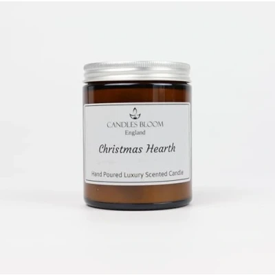 Image of Christmas Hearth 180ml Amber Jar Scented Candle 35 Hour Burn Time Eco &amp; Vegan Friendly