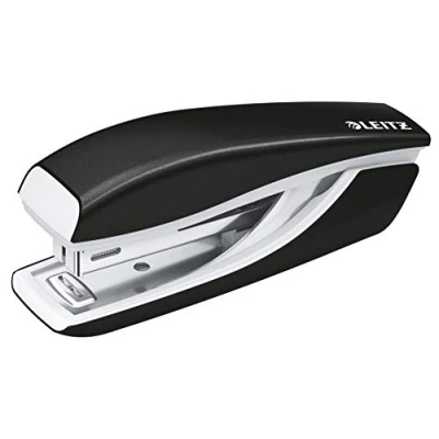Image of Leitz Mini Stapler, 10 Sheet Capacity, Ergonomic Metal Body, Includes Staples, WOW Range, 55281095 Black