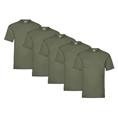Image of Fruit of the Loom Pack 5 T shirts, x olive + 1 HL Kauf notepad, size XL