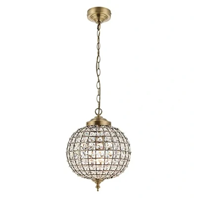 Image of Tanaro 1 Light Ceiling Globe Pendant Antique Brass, Glass, E27