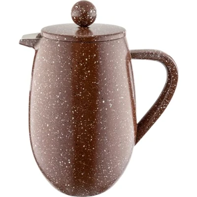 Image of Cafe Ole BFD Cafetiere, 350ml 1 Cup Double Walled Stainless Steel French Press Coffee Maker, Red Granite Finish Black , 03RG
