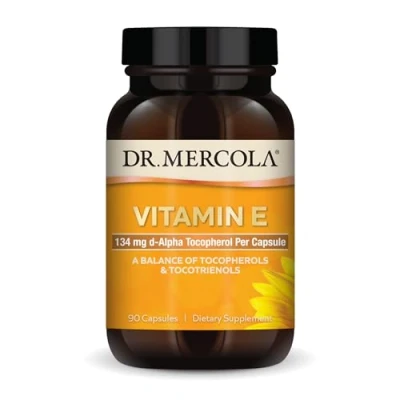 Image of Dr. Mercola Vitamin E (134 mg) Dietary Supplement, 90 Capsules (90 Servings), Balance of Tocopherols and Tocotrienols, Non GMO, Gluten Free, Soy Free