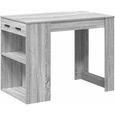 Image of vidaXL Desk with Drawer and Shelf Grey Sonoma 102x62x77.5 cm Engineered Wood